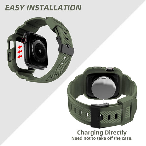 OROBAY Compatible with Apple Watch Band 41mm 40mm 38mm, Rugged Shockproof Strap with Case for iWatch SE2 Series