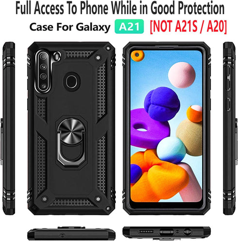 STARSHOP Phone Case for Samsung Galaxy A21 - Military Grade Shockproof Protective Dual Layer Cover with Screen Protector
