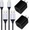 Android Charger, 2-Pack 2.1A Dual Port USB Charging Block with 6FT Fast Charging Micro USB Cable for Samsung Galaxy