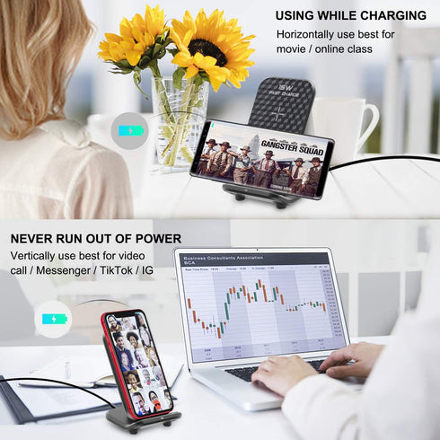 Wireless Charging Station Inductive Phone Charger Dock 15W Fast Qi-Certified Wireless Charging Stand Compatible with iPhone 15 14 13 12 11 Pro XS 8 Plus Samsung Galaxy S23 S22 S21 Note 20