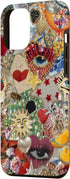 Vintage Mosaic Art Charm Case for iPhone 15 Pro Max, Trendy Scrapbook Collage Design