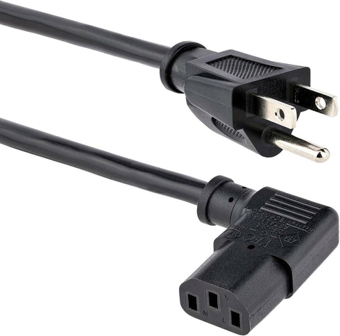 StarTech.com 10ft (3m) Computer Power Cord, 18AWG, NEMA 5-15P to Right Angle C13,