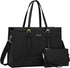 LOVEVOOK Laptop Bag for Women, 15.6 Inch Canvas Laptop Tote Bag, Large Capacity Work Bag with Clutch Purse, Computer