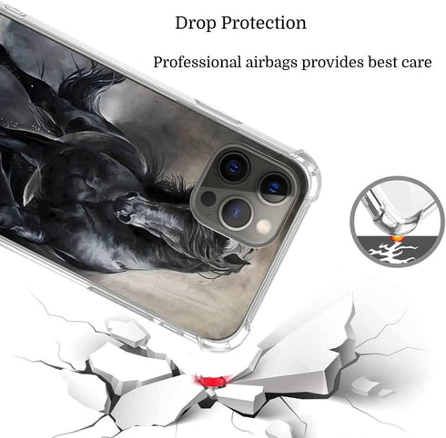 Black Horse Case for iPhone 13 Pro, Cool Horse Animal Cover for Girls Boys Women Men, Unique Trendy TPU Bumper Cover Case for iPhone 13 Pro