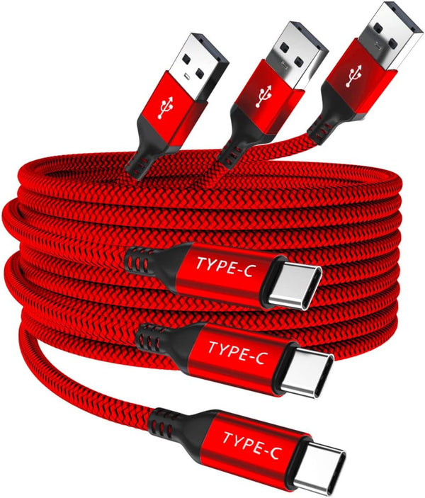 Elebase USB Type C Charger Cable 3 Pack - 1.5/3.3/6.6FT, Replacement Cord for Kindle Fire HD, Samsung Galaxy