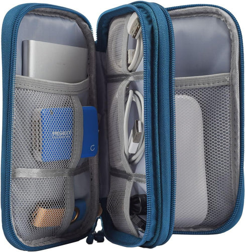 Electronic Organizer Travel Cable Accessories Bag, Waterproof Case for Power Bank, Charging Cords, USB Cable, Dark Green