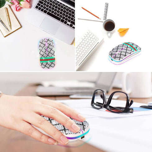 Wireless Mouse, 2.4Ghz Optical Silent Mice with RGB Colorful Luminous, Dual Mode for Computer/Win/Mac/Linux