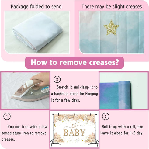 DASHAN 7x5ft Polyester Baby Shower Backdrop - Welcome Our Little Princess Photography Background