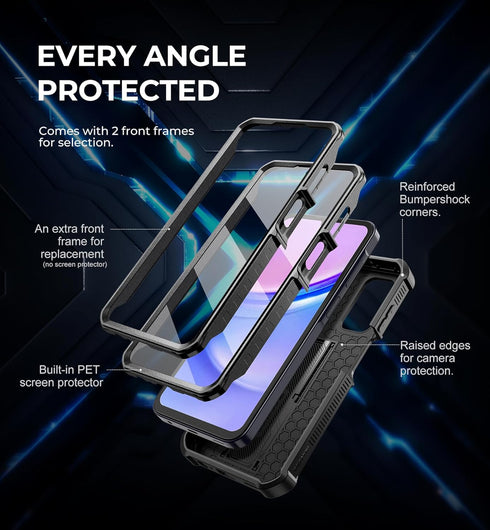 Dexnor Phone Case for Samsung Galaxy A15-5G, Heavy Duty Military Grade Protection with Built-in Slide Camera Cover -