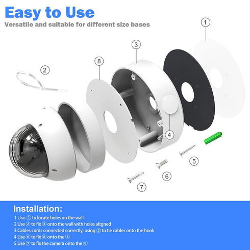 ENS Custom Drilling Junction Box for Security Cameras - Aluminum Enclosure for Dome/Turret/Bullet/Fisheye Cameras, White