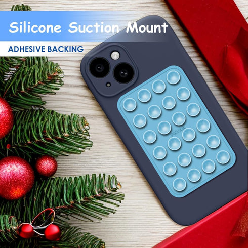 PKYAA 2 Pack Silicone Suction Phone Case Adhesive Mount, Strong Grip Holder for iPhone and Android (Blue)