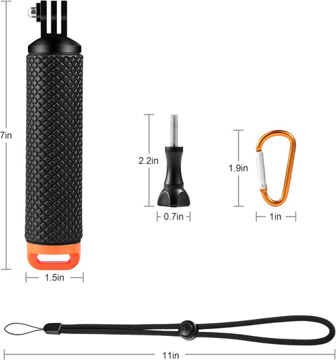 Floating Hand Grip Waterproof Pole Mount for GoPro Hero 9/8/7/6/5/4/3/2/1, Handle Mount for DJI Osmo Action Cameras