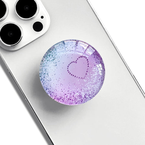 Clear Crystal Glitter Expandible Mobile Phone Grip Stand Holder for Smartphones (Heart Purple)
