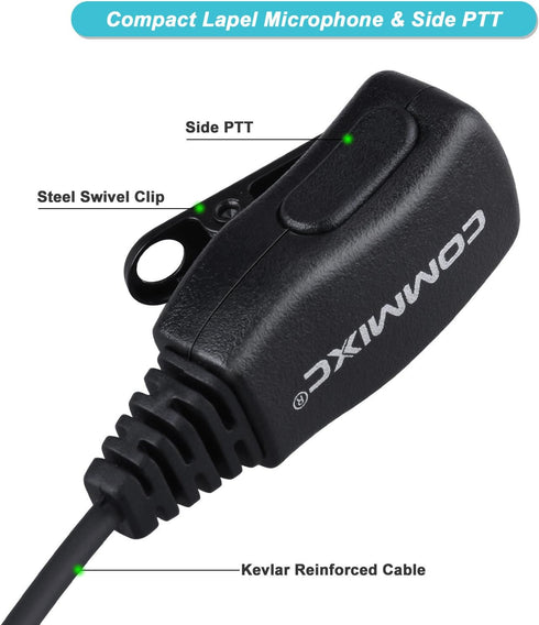 2-Pack Two-Way-Radio Earpieces with Mic PTT, 2.5mm+3.5mm 2 Pins Headset, Compatible with Motorola Walkie Talkies