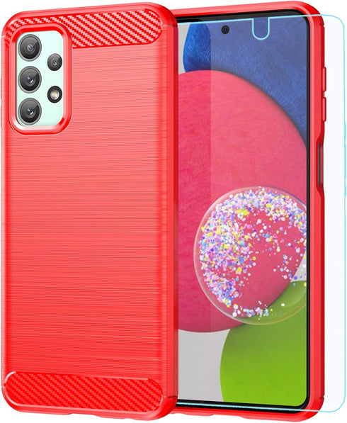 M MAIKZI Samsung Galaxy A23 Case, Red Brushed TPU, with HD Screen Protector