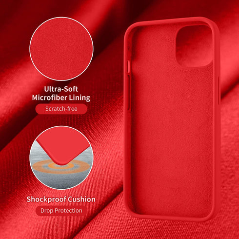 Cordking Silicone Ultra Slim Shockproof Protective Phone Case for iPhone 13/14, 6.1 inch, Red with Soft Anti-Scratch