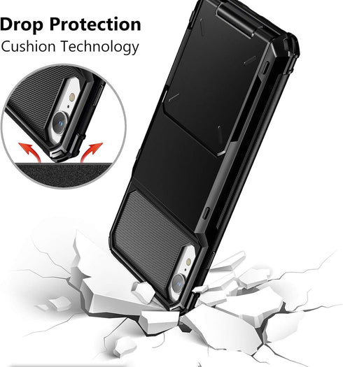 Vofolen iPhone XR Case Wallet with ID Slot, Credit Card Holder, Scratch Resistant Dual Layer Bumper Cover - Black