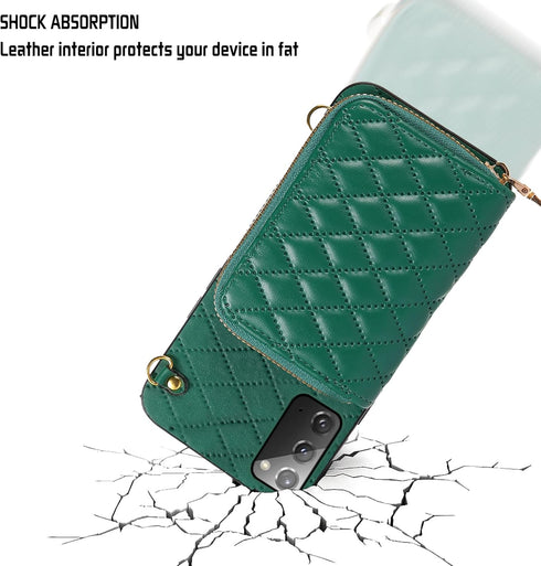 Furiet Detachable Crossbody Wallet Case for Samsung Galaxy Note 20 5G, Multi Card Slots, PU Leather Cover - Green