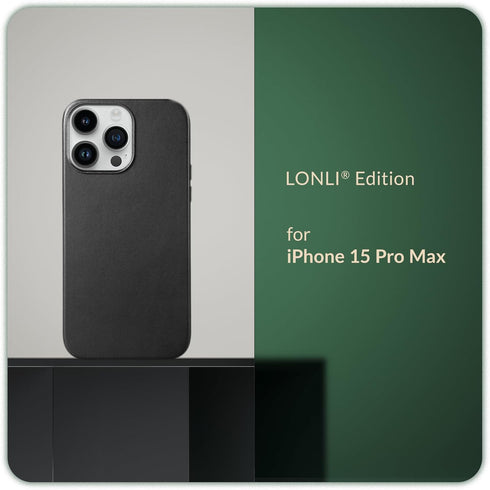 LONLI Edition iPhone 15 Pro Max Case - Premium European Genuine Leather, Develops Patina Over Time, Compatible with