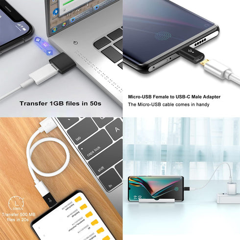 USB C Adapters 4 Pack - USB C to USB 3.0 OTG and Micro USB to USB C Adapter for MacBook Pro, Samsung Galaxy,