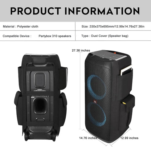 Speaker Dust Cover, Scratch Resistant Protective Sleeve Case for JBL Partybox 310 Portable Party Speaker