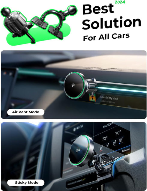 LISEN Super Fast Qi2 15W MagSafe Car Mount Charger - Wireless Charger for iPhone 16/15/14/13/12 Pro Max Plus