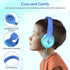 Kids Headphones with Microphone, Wired 85/94dB Volume Limiter, Sharing Jack, Foldable for Online Study, Gradient Blue
