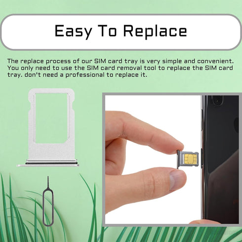 for iPhone 8 Plus Silver SIM Card Slot Replacement with Waterproof Rubber Ring and Card Removal Tool