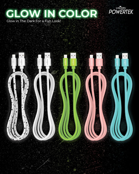 LIQUIPEL Powertek Glow MFi Certified 5ft Lightning to USB Charger for iPhone & iPad, Fast Charging Cable (White w/Stars)