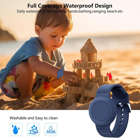 Waterproof Airtag Bracelet for Kids, Hidden Wristband Anti-Lost Silicon Holder Case for Toddler (Blue)