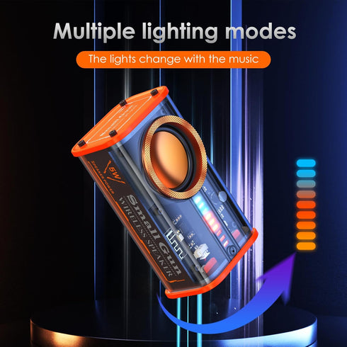 Transparent Wireless Bluetooth Speaker, Portable Mini Speaker with LED Colorful Lights, Stereo Sound TWS Small Speakers