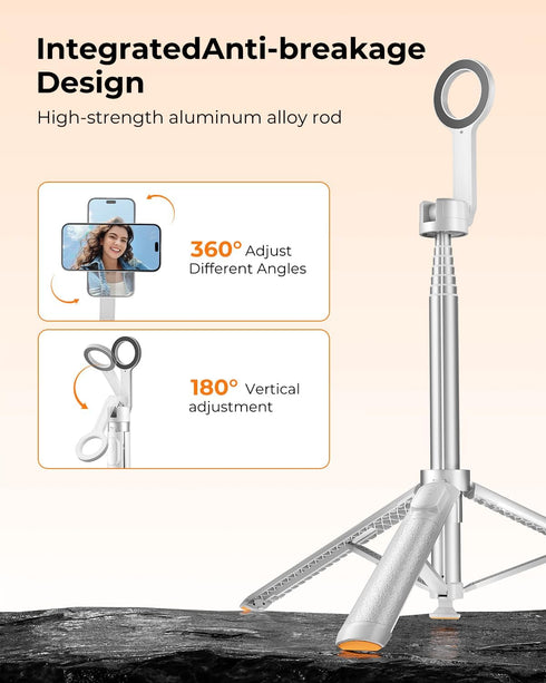 LuxeNova 72'' 360 Magnetic Selfie Stick Tripod for iPhone MagSafe One-Click Open Stable Stand, Strong Magnetic Mount