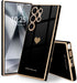 Teageo Black Case for Samsung Galaxy S24 Ultra 5G, Cute Love-Heart Luxury Soft Back Cover with Full Camera Protection