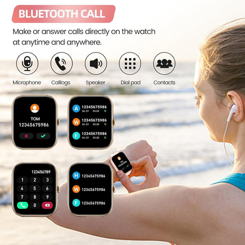 Smart Watch for Women, Android & iPhone, Alexa Built-in, IP68 Waterproof Fitness Watch, Bluetooth Call, Heart