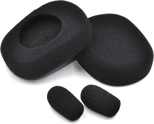 Replacement Cushion Ear Pads Kit for BlueParrott B450-XT Bluetooth Headset (Black, Foam Ear Cushions + Microphone Foam)