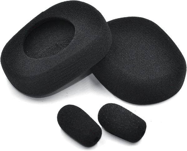 Replacement Cushion Ear Pads Kit for BlueParrott B450-XT Bluetooth Headset (Black, Foam Ear Cushions + Microphone Foam)