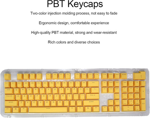 PBT Keycaps, 108 Keys P9 Mechanical Keyboard Key Backlit Key Character Translucent Key DIY Keycaps,for 61/64/87/104/108 Key Mechanical Keyboards(Yellow) by Archuu