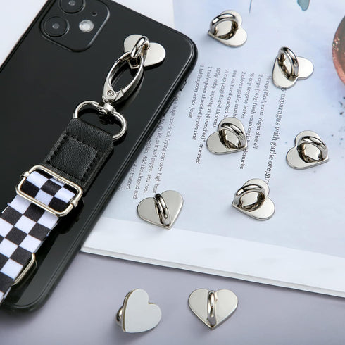 8 Pcs Cell Phone Finger Ring Adhesive Metal Phone Finger Grip Loop Stand Heart Grip Holder for DIY Hanging Supplies