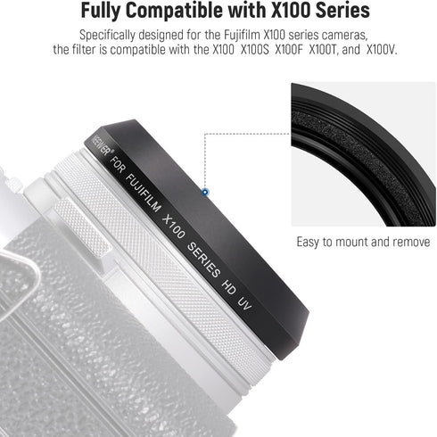NEEWER UV Protection Filter for X100 Series Cameras, Multi Coated HD Optical Glass Lens Filter for Fujifilm Cameras