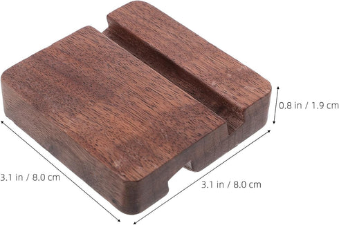 Gadpiparty 8x8x2cm Wooden Phone Stand Dual Slot Universal Mobile Phone Holder Walnut for Office and Home Use