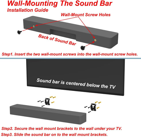 Sound Bar Wall Mount Brackets for Vizio Soundbar Wall Mounted Holders Kit with Screws
