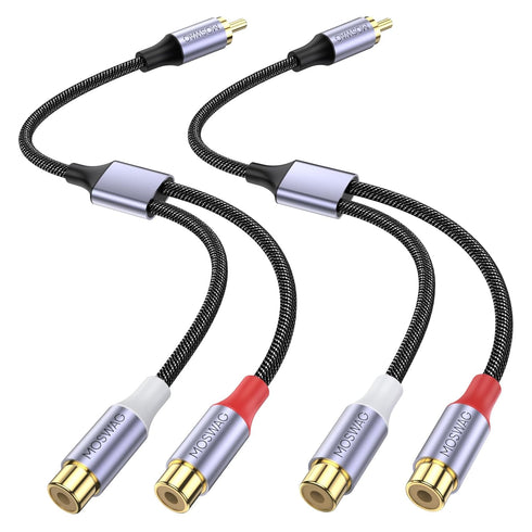 MOSWAG 1 Male to 2 Female, RCA Y Splitter RCA Cable Audio