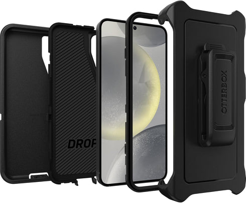 OtterBox S24 Samsung Galaxy Defender Series Case - Black, Rugged & Durable, with Port Protection, Includes Holster Clip