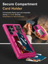 Vihibii for Samsung Galaxy S24 Ultra Case with Card Holder (4 Cards), Slide Camera Cover & Kickstand, Shockproof Rugged