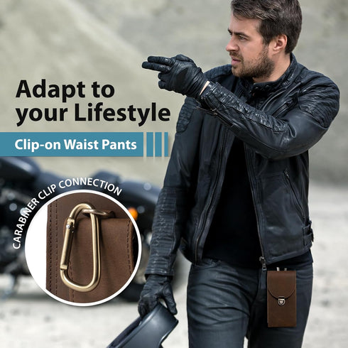 Hengwin Genuine Leather Vertical Cell Phone Holster, Fits iPhone 15 Pro Max 14 Pro Max 13 Pro Max 12 Pro Max, Samsung