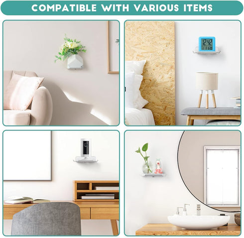 Small Wall Shelf, 4.7" Floating Shelves for Speakers, Smart Home Devices, for Bedroom, Gaming Room, Living Room (Silver)