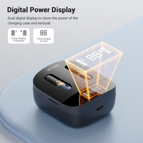 Wireless Earbuds Bluetooth 5.3 Headphones with Charging Case, Lightweight Earphones with Mic for Android/iOS Phones,