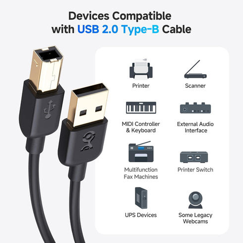 15ft, Cable Matters Long USB Printer Cable - USB A to B Cable, Compatible with Printer, External Hard Drive, Audio