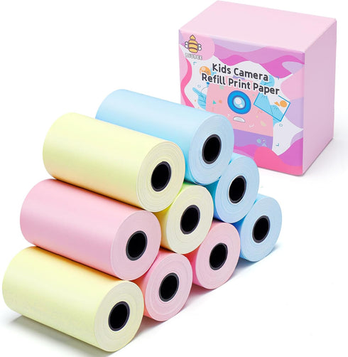 9 Rolls Kids Instant Camera Print Refill Paper for Instant Print Camera Favors, Blue, Pink, Yellow