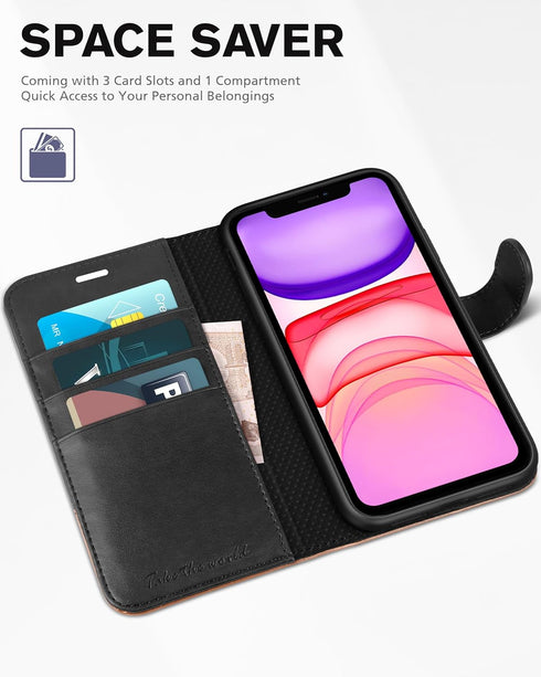 TUCCH 11, 11 (6.1 inch) 2019, Wallet Case for iPhone PU Leather Kickstand RFID Blocking Card Slot Magnetic Closure Flip